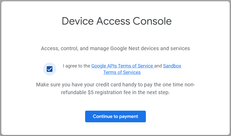 Device Access landing page