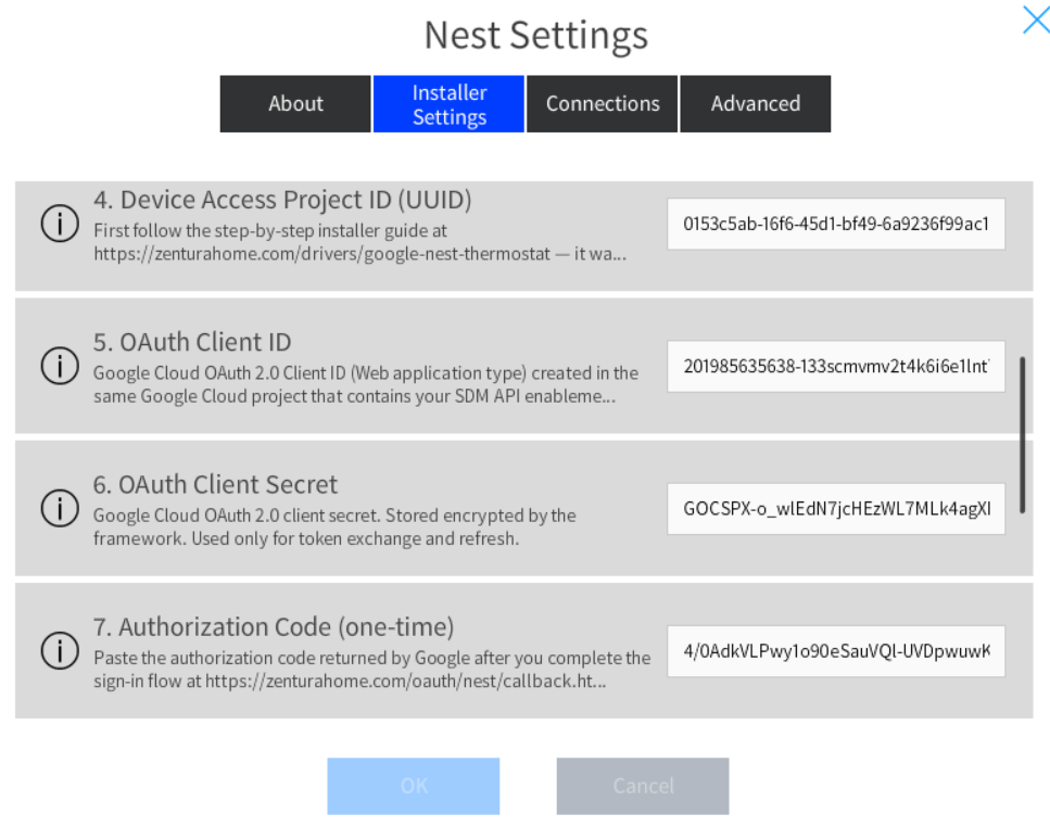 Crestron Home pair wizard fields